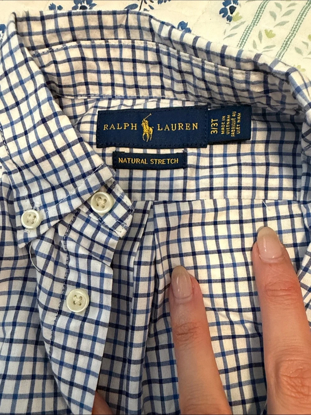 Ralph Lauren blue and white checker button down shirt 3T